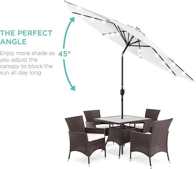 Best Choice Products 10ft Solar Polyester LED Lighted Patio Umbrella w/Tilt - Image 2