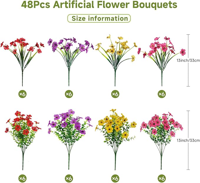 Alupssuc 48 Bundles Artificial Flowers - Image 3