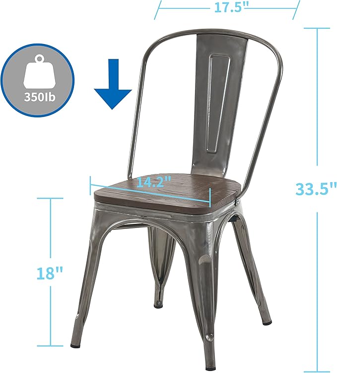 Nazhura Metal Dining Chair Farmhouse Tolix Style - Image 3