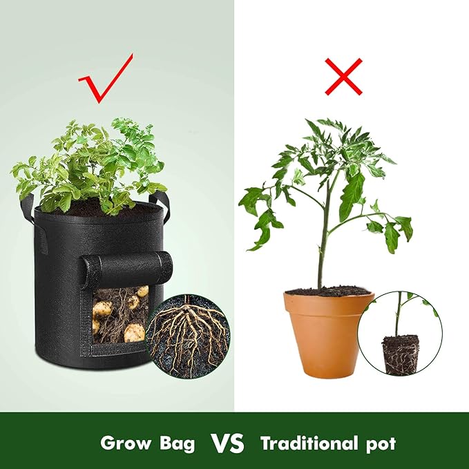 5-Pack 10 Gallon Potato Grow Bags, Garden Planting Bag - Image 5