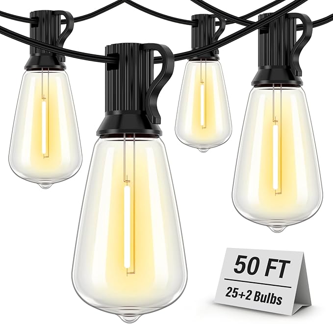 Outdoor String Lights Waterproof, 50FT Patio Lights by Doukedge