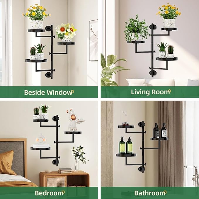 Window Plant Shelves Plant Shelf Indoor Metal Plant Stand Rotating Window Shelf - Image 7
