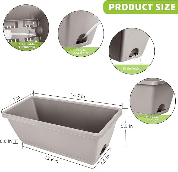 Window Box Planter, 12 Pack Plastic Vegetable Flower Planters Boxes 17 Inches - Image 4