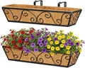 Y&M 24 Inch Window Deck with Coco Liner, Fence Metal Hanging Flower Planter by YM