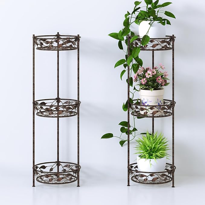 Plant Stand, Heavy Duty Metal Plant Stand Indoor Outdoor, Tall 3 Tiers Plant by Unknown