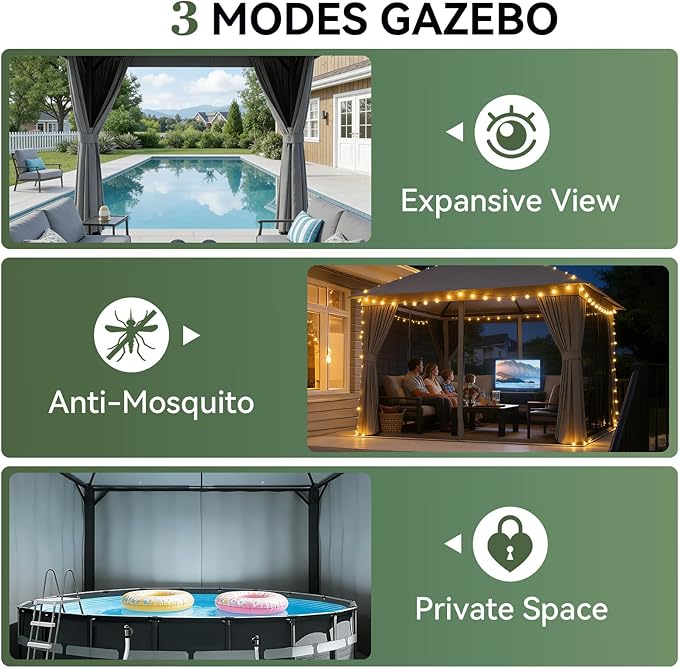 Aoxun 10x12 Outdoor Gazebo - Image 3