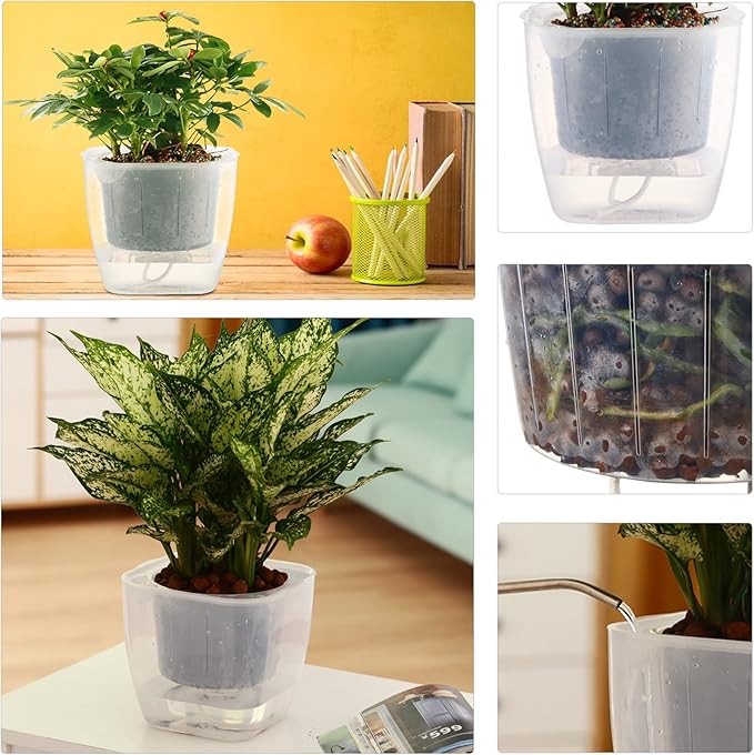 3-Pack Clear Self Watering Planters - Image 7
