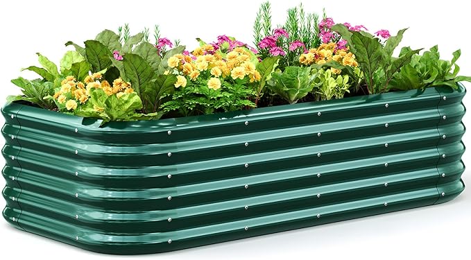Quictent Galvanized Raised Garden Bed Kit, Strengthened by Crossbar, Dark Green by QUICTENT
