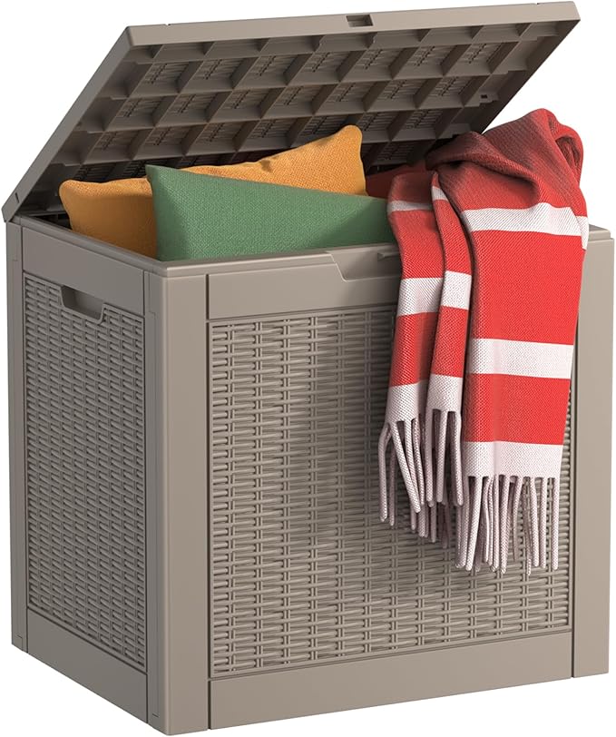 EasyUp 31 Gallon Outdoor Storage Box, Resin Waterproof UV-Resistant Deck Box by EASYUP