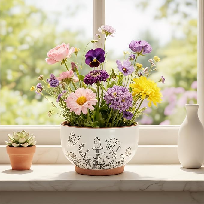 YBX 8 Inch & 6 Inch Terracotta Pots, Plant Pots, Flower Pots - Image 2