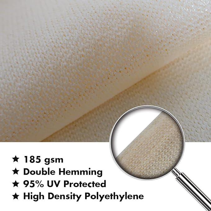 KANAGAWA 14'X24' Cream Custom Size Sun Shade Sail Rectangle UV Block Canopy - Image 4