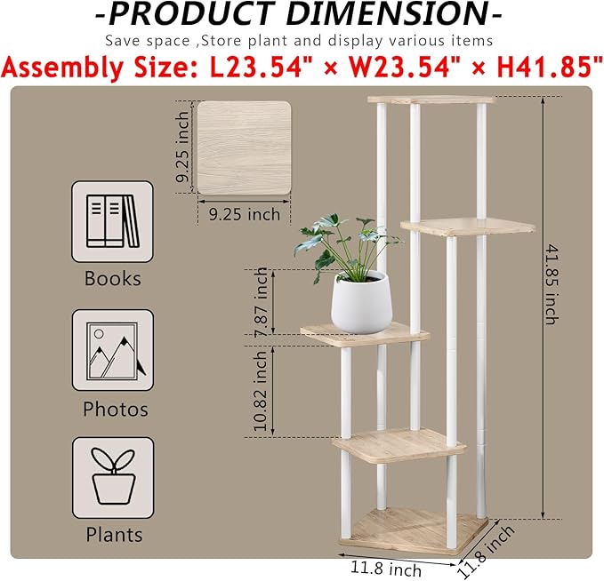 AZERPIAN Plant Stand 5 Tier Indoor Metal Flower Shelf - Image 4