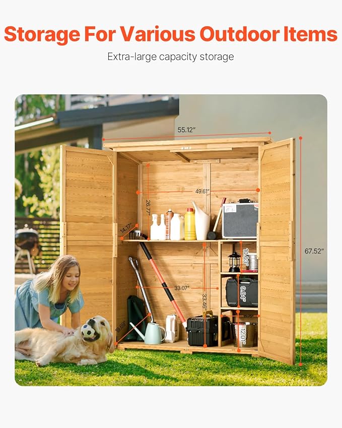 VEVOR Outdoor Storage Shed, Large Wooden Outside Storage Cabinet - Image 3