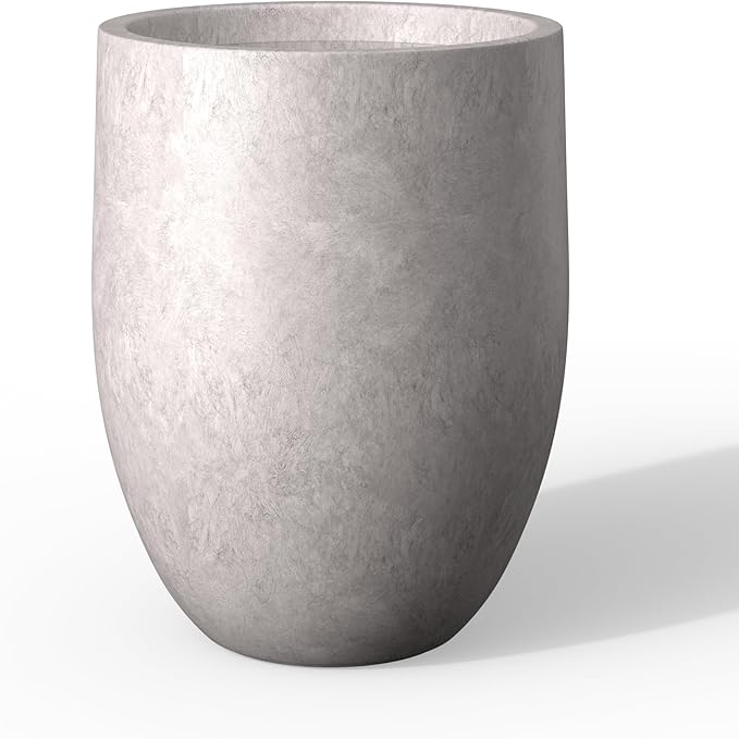 Kante Tall Concrete Planter, 21.7-Inch Height Light Gray Large Indoor Outdoor by Kante