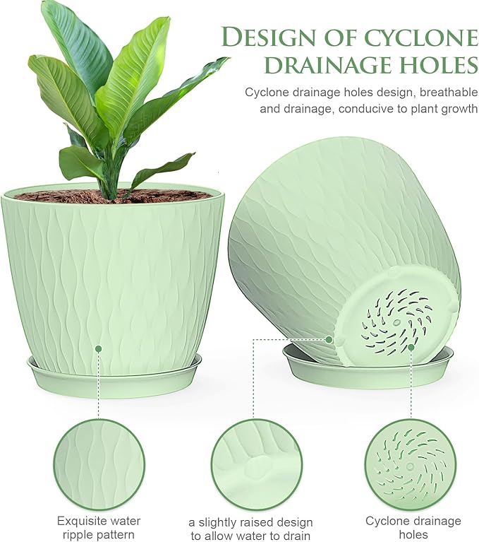 6 inch Plant Pots, 5 Pack Flower Pots - Image 3