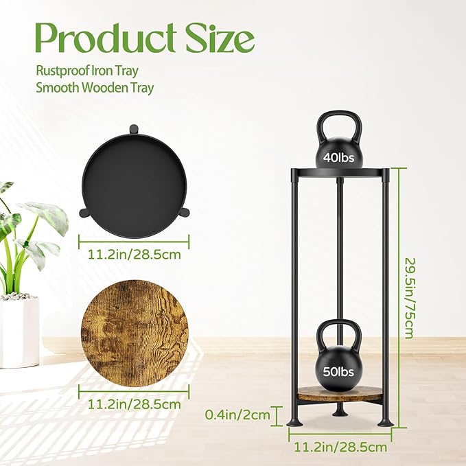 iDavosic.ly 2 Tier Corner Plant Stand Indoor, 30 Inch Tall Vertical Metal - Image 3