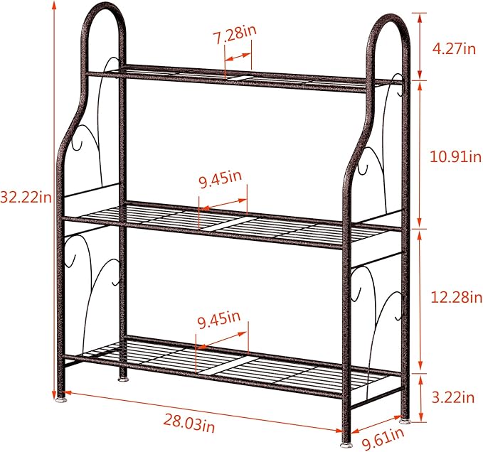 SORCEDAS Plant Stand Indoor Outdoor Plant Shelf 3 Tier Metal Corner Flower - Image 6