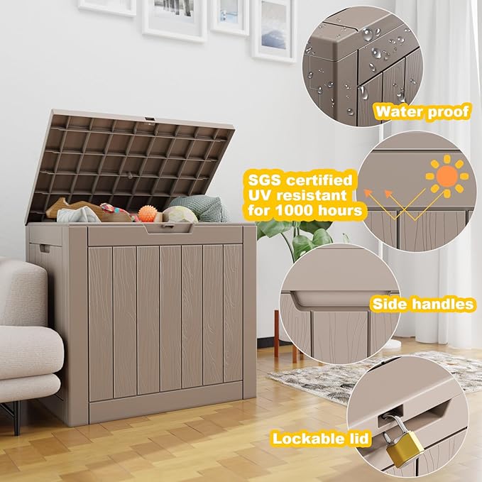 30 Gallon Outdoor Deck Box, Lockable Waterproof Outdoor Storage Boxes - Image 6