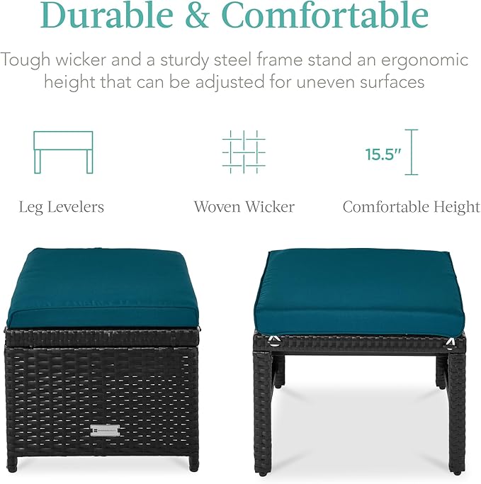 Best Choice Products Set of 2 Wicker Ottomans, Additional Seating, Side Table - Image 2