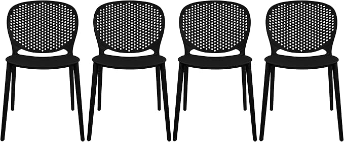 2xhome Set of 4 Patio Dining Chairs | Modern Stackable Outdoor Pool Side Chair by 2xhome