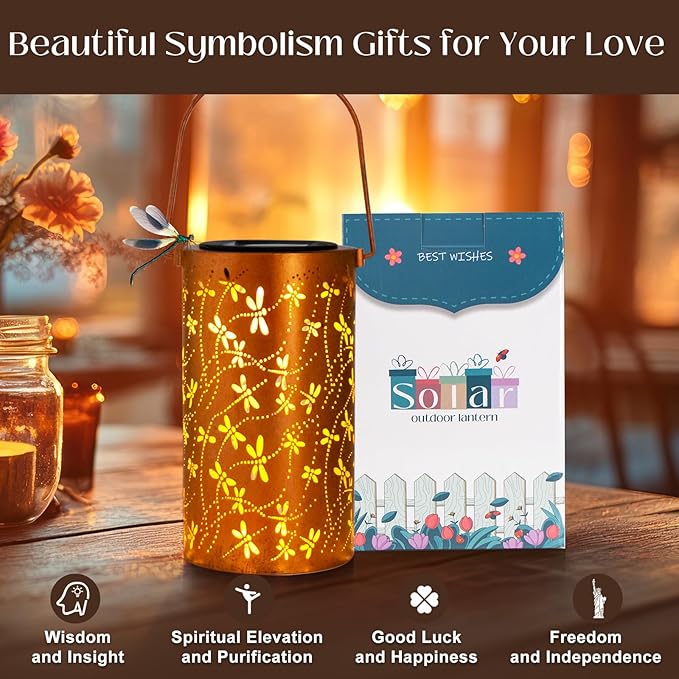 Birthday Gifts for Women Mom Grandma Ladies Solar Lanterns Outdoor Hanging - Image 5