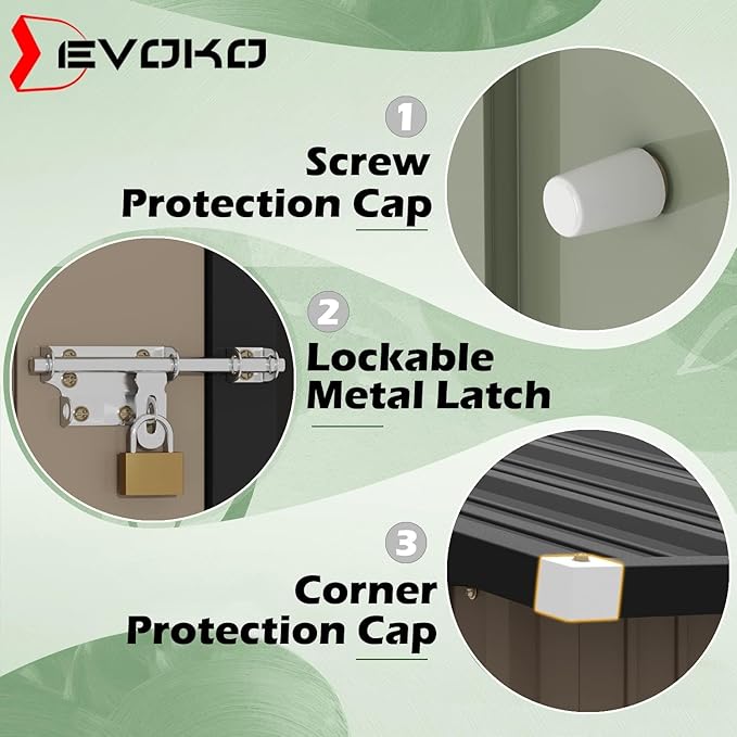 Devoko Outdoor Storage Shed 6 x 4 FT Lockable Metal Garden Shed Steel - Image 5