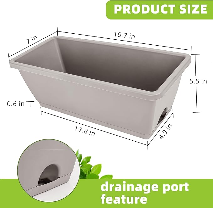 Window Box Planter, 7 Pack Plastic Vegetable Flower Planters Boxes 17 Inches - Image 3