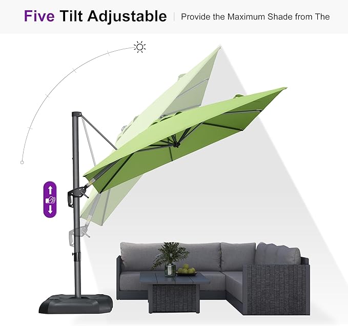 PURPLE LEAF 8 Feet Square Cantilever Umbrella Patio Umbrella - Image 6
