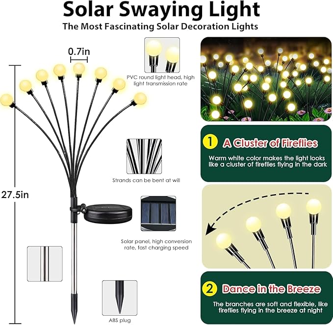 8-Pack Garden Solar Lights, 64 LED Solar Light Outdoor - Image 7