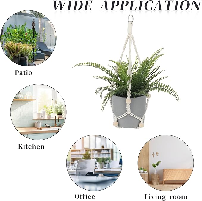 Macrame Plant Hanger Indoor, 2 Pack Boho Decor Hanging Plant Holder Hanging - Image 3