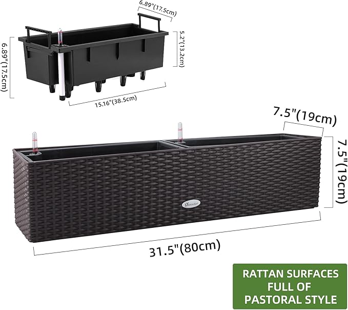 Dexceder 31.5 Inch Rattan Self Watering Planter Indoor Outdoor, Thickened Large - Image 3