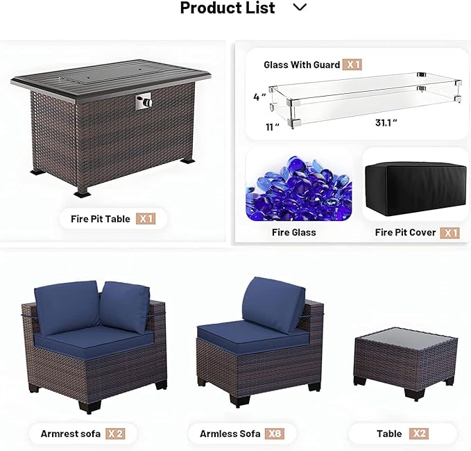 Kullavik 15 Pieces Outdoor Patio Furniture Set - Image 7