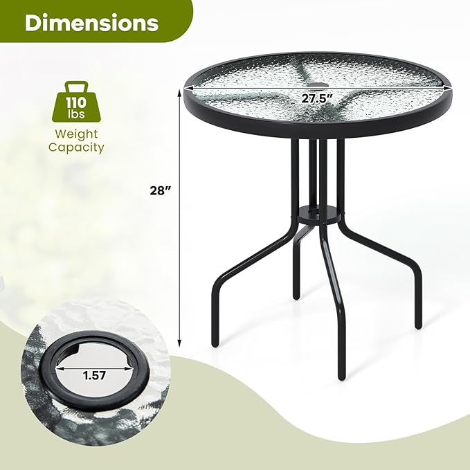Tangkula 27.5 Inch Round Outdoor Dining Table - Image 3