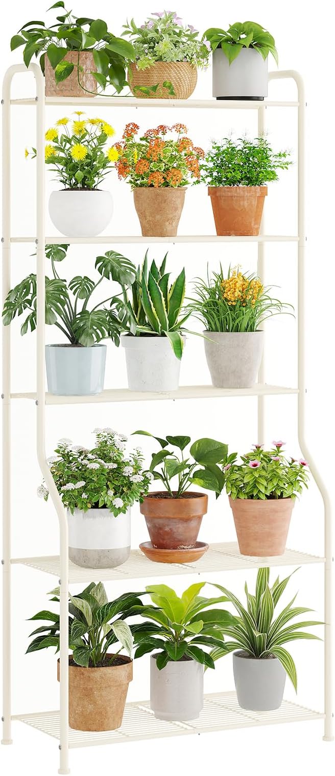 5-Tier Corner Plant Stand, Metal Black Flower Pot Rack, Indoor Outdoor Heavy by Unknown