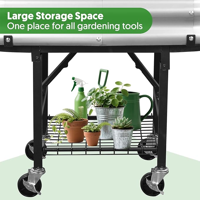 Raised Garden Bed with Legs and Heavy Duty Wheels, Self-Watering Planter Box - Image 4
