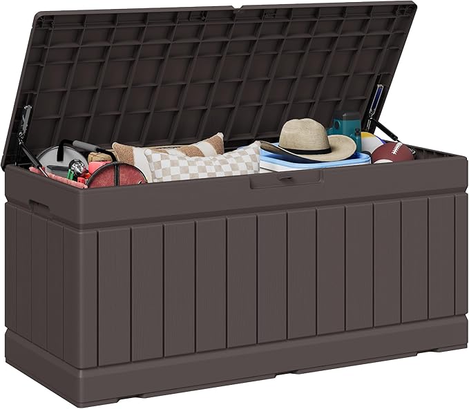JUMMICO 78 Gallon Outdoor Deck Box Large Resin Storage Box by JUMMICO