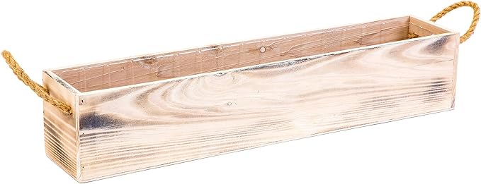 20" Rectangular Rustic Wood Planter - Image 2