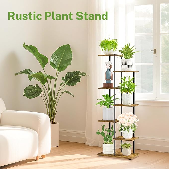 iDavosic.ly 6 Tier Tall Plant Stand Indoor, Tiered Corner Metal Wood Multiple - Image 7