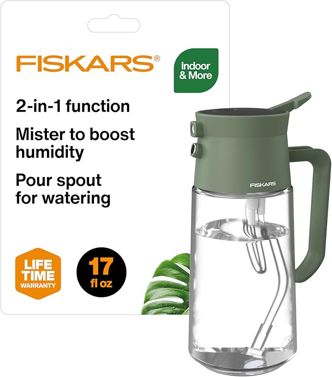 Fiskars 2-in-1 Mist & Pour Watering Carafe, Glass Plant Mister by Fiskars