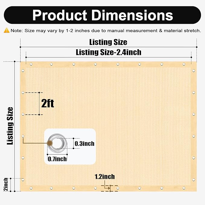 Artpuch 90% Sun Shade Cloth, 8 x 8 FT Pergola Shade Cover Canopy - Image 4