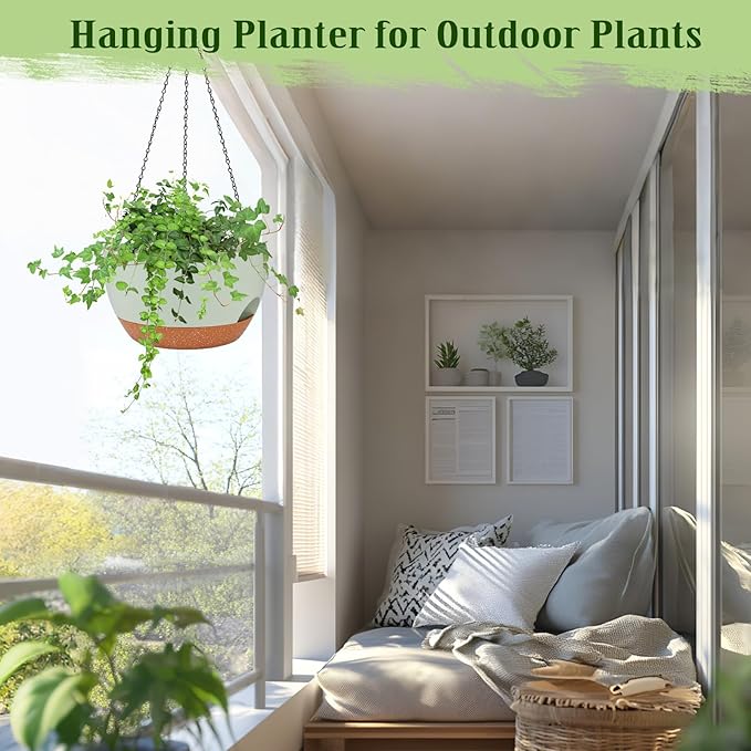Hanging Planters for Outdoor Indoor Plants, 2 Pack 10 Inch Hanging Basket - Image 5