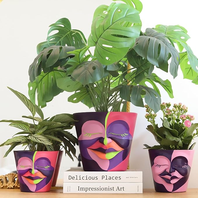 GUGUGO Face Planters Pots with Drainage, Abstract Gardening Pots - Image 6