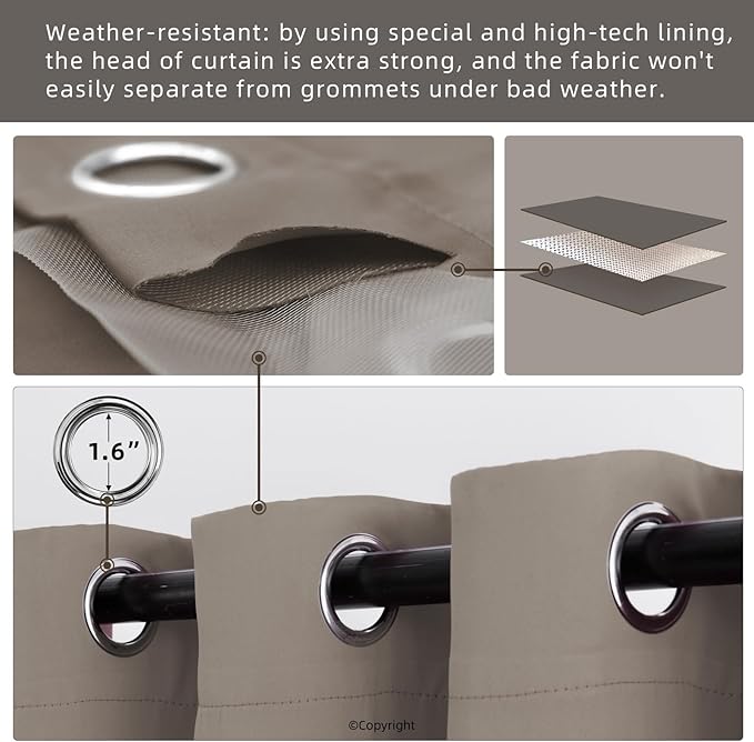 Waterproof Outdoor Curtain W52 x L63 - Image 3
