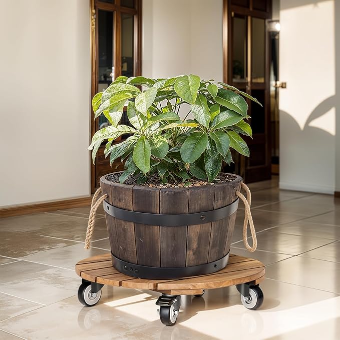 Idzo 2pack 12inches Wood Plant Caddy - Image 7