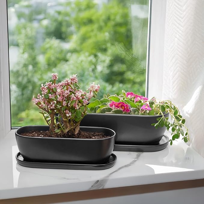 E-liu Oval Ceramic Planter Pot - Image 4