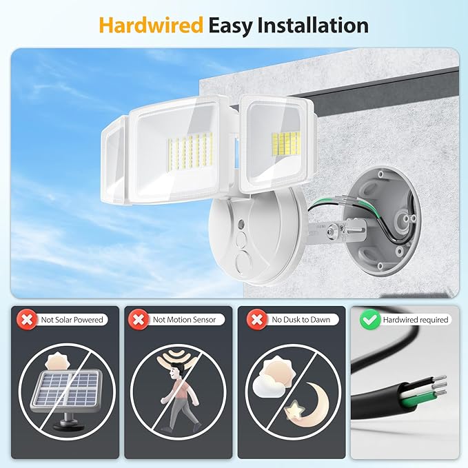 Onforu 75W Flood Lights Outdoor, 7000LM Brightness Security Lights Switch - Image 2