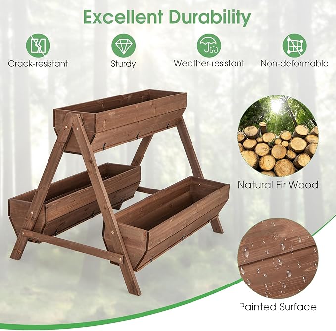 Giantex Vertical Raised Garden Bed, 3 Large Wood Planter Boxes - Image 6