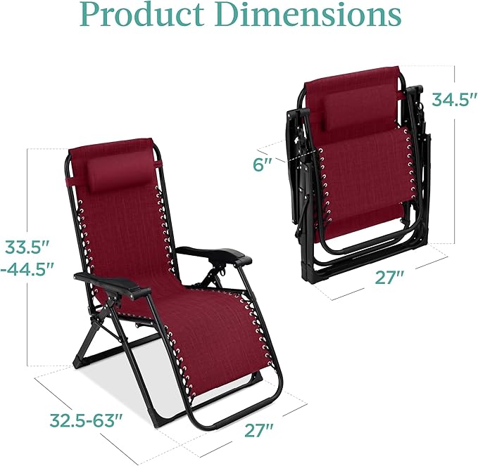 Best Choice Products Oversized Zero Gravity Chair, Folding Outdoor Patio - Image 2