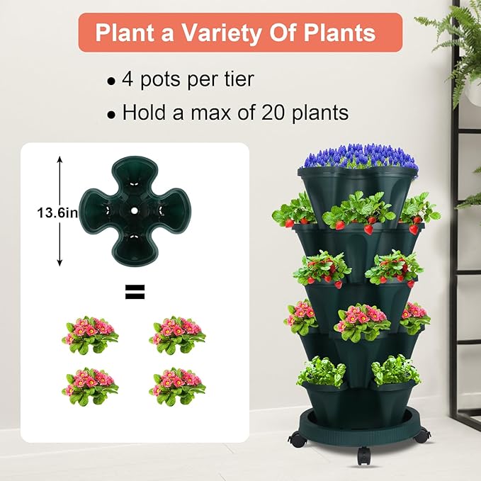 DUNCHATY Stackable Planter, Vertical Garden Planter - Image 2