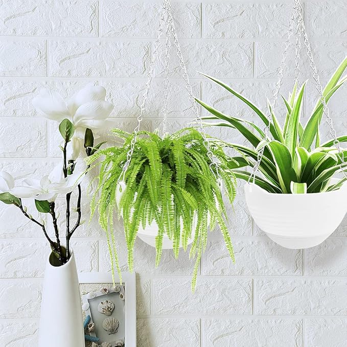 4 Pack 8 inch Hanging Planter Pots, Self-Watering Round Hanging Basket - Image 2